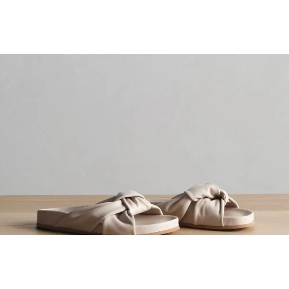 Jenni Kayne Leather Knot Sandal Cream Quite Luxury Size 39 9 Resort Beach - Picture 3 of 8